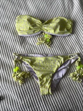 Victoria's Secret Neon Yellow & Lavender Bandeau Bikini